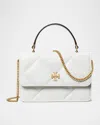 Tory Burch Mini Kira Diamond Quilted Leather Top Handle Bag In Blanc