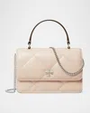 Tory Burch Mini Kira Diamond Quilted Leather Top Handle Bag In Soft Pink