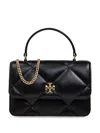 Tory Burch Kira Mini Quilted Leather Top-handle Bag In Black