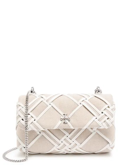 Tory Burch Kira Mini Woven Canvas Shoulder Bag In Natural