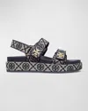 Tory Burch 35mm T Mono Kira Sport Jacquard Sandals In Perfect Navy