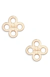 Tory Burch Kira Mother-of-pearl Clover Stud Earrings In Tory Gold/mother Of Pearl