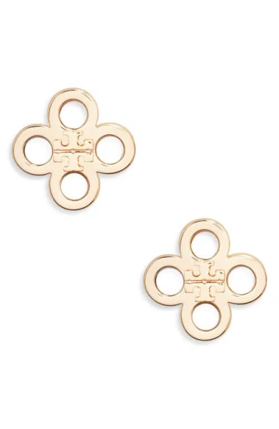 Tory Burch Kira Mother-of-pearl Clover Stud Earrings In Tory Gold/mother Of Pearl