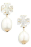 Tory Burch Kira Mother-of-pearl Drop Earrings In Tory Gold/mother Of Pearl