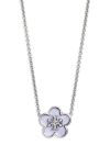 Tory Burch Kira Mother-of-pearl Flower Pendant Necklace In Metallic