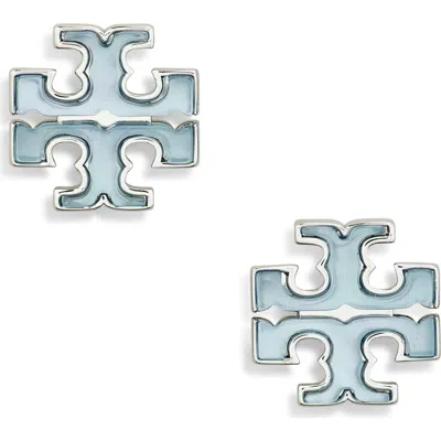 Tory Burch Kira Mother-of-pearl Stud Earrings In Blue