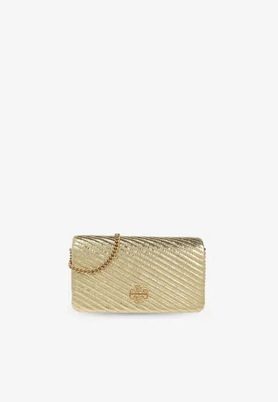 Tory Burch Kira Moto Metallic Chain Clutch In Gold