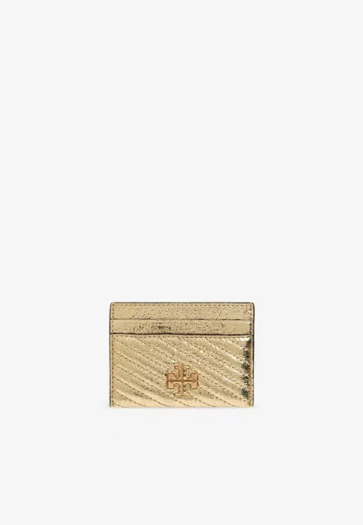 Tory Burch Kira Moto Metallic Leather Cardholder In Multicolor