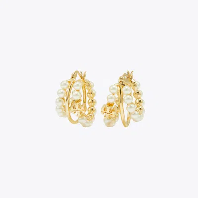 Tory Burch Kira Multi Hoop Pearl Earring In Gold