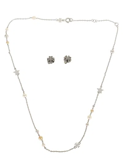 Tory Burch Chain Necklace And Earrings Set In Silver