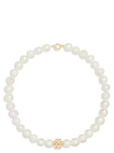 Tory Burch Kira Cultured Pearl Beaded Necklace In White
