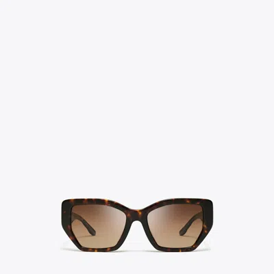 Tory Burch Kira Oversized Geometric Sunglasses In Brown