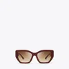 Tory Burch Kira Oversized Geometric Sunglasses In Red Berry/brown Gradient