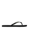 Tory Burch 'kira' Black Flip Flops With Logoplaque In Perfect Black/gold