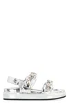 Tory Burch Kira Patent Leather Sandals In Silver
