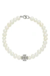 Tory Burch Kira Pearl Bracelet In Metallic