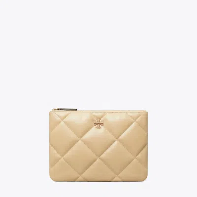 Tory Burch Kira Pavé Logo Diamond Quilt Pouch In Neutral