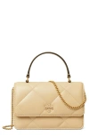 Tory Burch Kira Mini Pave Logo Quilted Leather Wallet On Chain In Vanilla Soft Serve