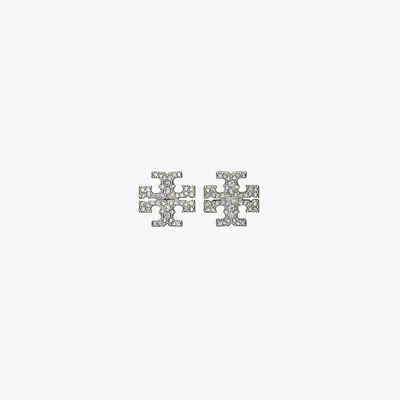 Tory Burch Kira Pavé Stud Earrings In Silver