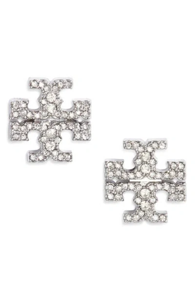 Tory Burch Kira Pavé Stud Earrings In Silver