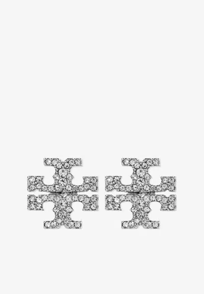 Tory Burch Kira Paved Stud Earrings In Silver