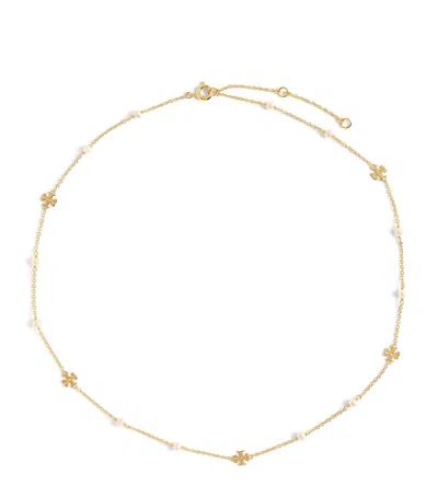 Tory Burch Kira Pearl Chain Necklace In Gold
