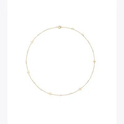 Tory Burch Kira Pearl Delicate Necklace In Tory Gold / Pearl