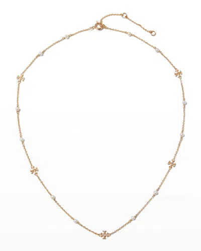 Tory Burch Kira Pearl Delicate Necklace In Gold