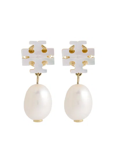Tory Burch Kira Pearl-embellished Drop Earrings In Metallic