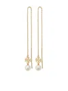 Tory Burch Kira Imitation Pearl Threader Drop Earrings In Gold