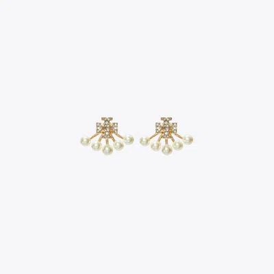 Tory Burch Kira Pearl Front-back Earring In Tory Gold/pearl/crystal