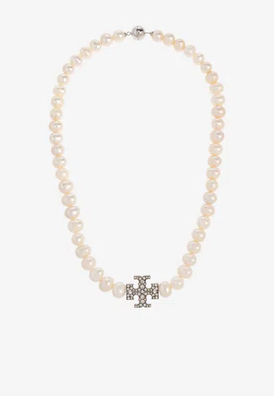 Tory Burch Kira Pearl Necklace In Cream