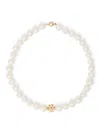 Tory Burch Pearl Beads Statement Necklace In Tory Gold