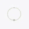 Tory Burch Kira Pearl Necklace In Tory Silver/pearl/crystal