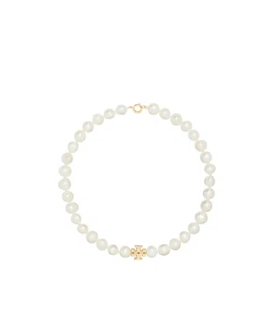 Tory Burch Kira Cultured Pearl Beaded Necklace In White