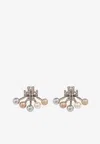 Tory Burch Logo Pattern Earrings In Silver