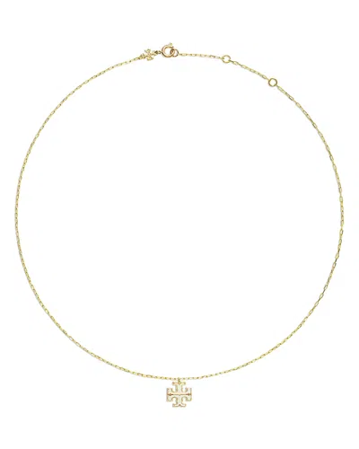Tory Burch Kira Mother-of-pearl Pendant Necklace In Gold
