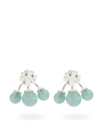 Tory Burch Kira Post-back Resin Earrings In Silver