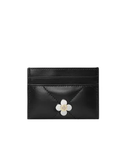Tory Burch Kira Quilted Clover Card Holder In Black