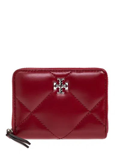 Tory Burch Kira Quilted-design Small Wallet In Red