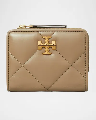 Tory Burch Kira Quilted Leather Bifold Wallet In Taupe Oak