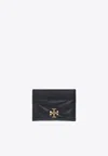 Tory Burch Kira Diamond Leather Card Case In Black