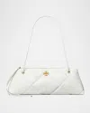 Tory Burch Kira Quilted Leather East-west Shoulder Bag In Blanc