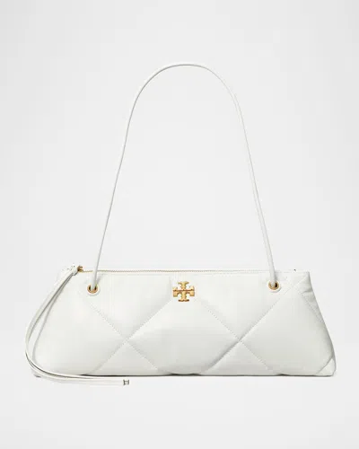 Tory Burch Kira Quilted Leather East-west Shoulder Bag In Blanc