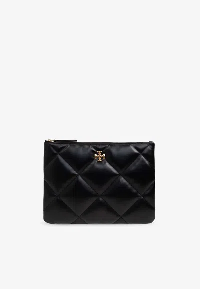 Tory Burch Kira Quilted Leather Pouch Bag In Black