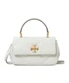 Tory Burch Kira Diamond Quilted Leather Top Handle Bag In White