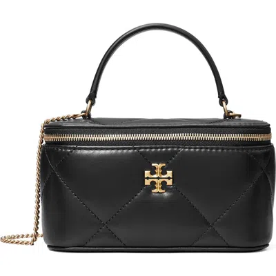 Tory Burch Kira Quilted Leather Vanity Case In Black