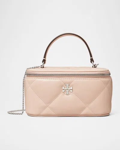 Tory Burch Kira Quilted Leather Vanity Top-handle Bag In Soft Pink