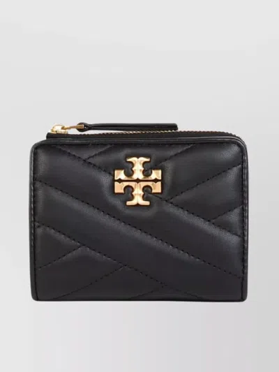 Tory Burch Kira Chevron Quilted Leather Compact Wallet In Black