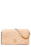 Tory Burch Kira Quilted Leather Wallet On A Chain In Apricot